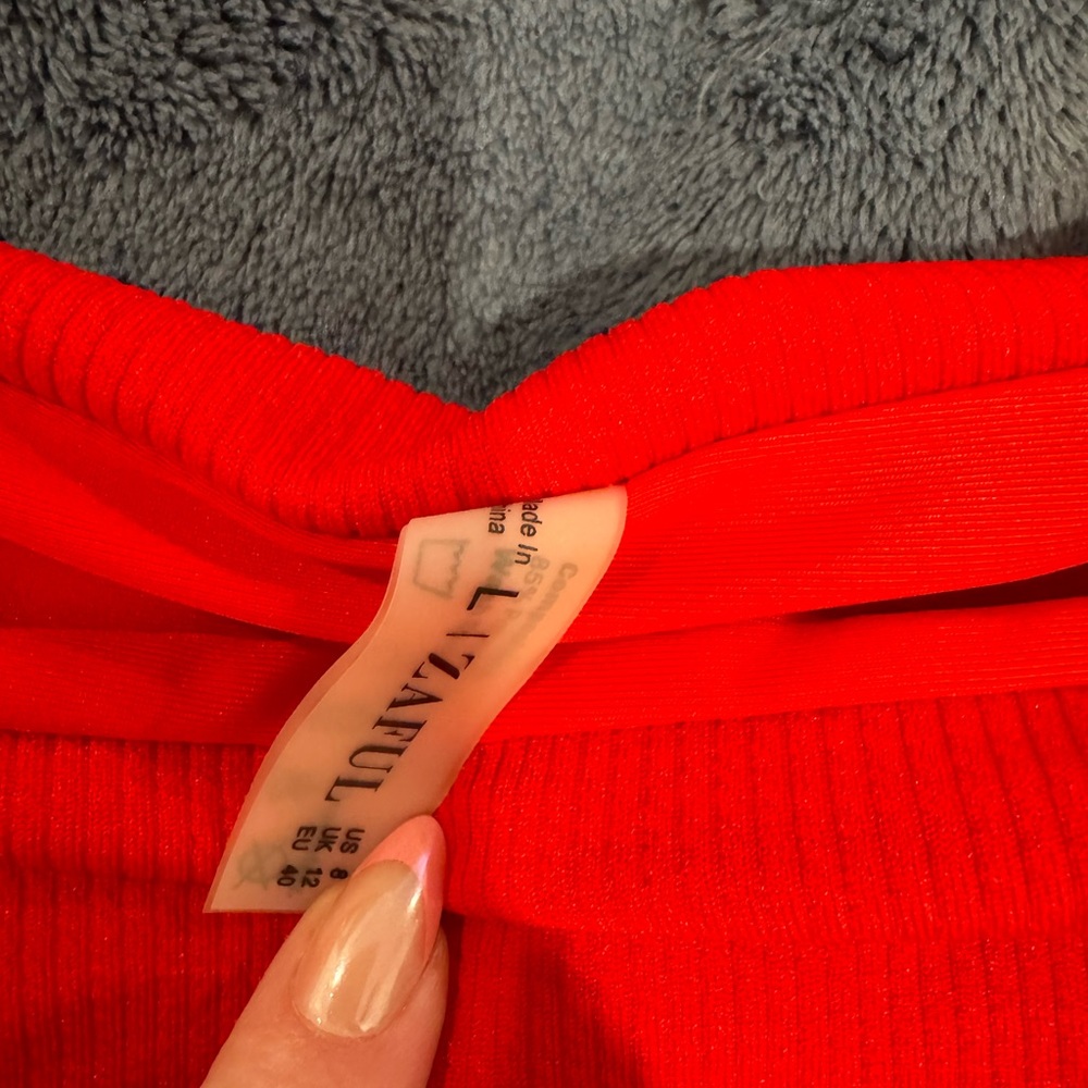 Zaful Red Ribbed String Bikini Set - Picture 3 of 4
